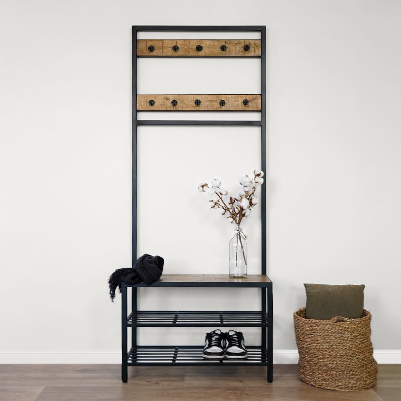 Eingangsmöbel Garderobe 10 Haken im Industriestil
