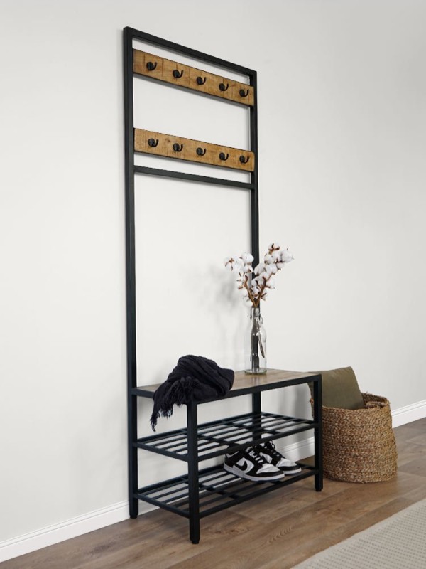 Eingangsmöbel Garderobe 10 Haken im Industriestil