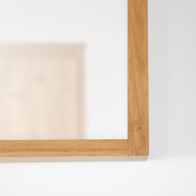 Rechteckiger Spiegel 90 cm Rahmen aus massivem Teakholz mit Lampenplatz