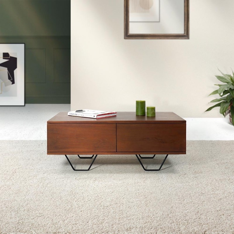 Couchtisch aus massivem Teakholz 100 cm - Enya