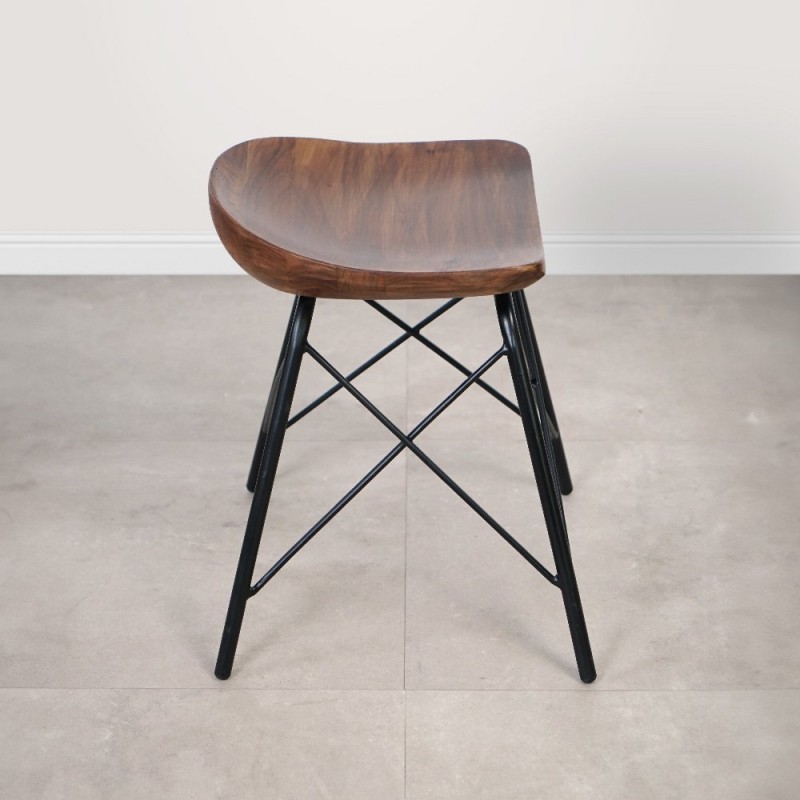 Hocker aus Stahl und Holz - Oasis