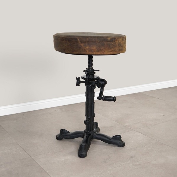 IRON LEATHER STOOL
