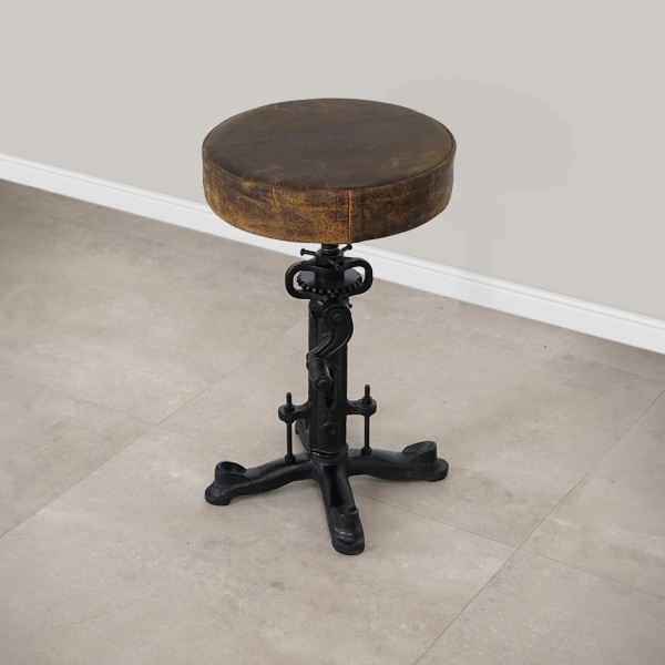 IRON LEATHER STOOL