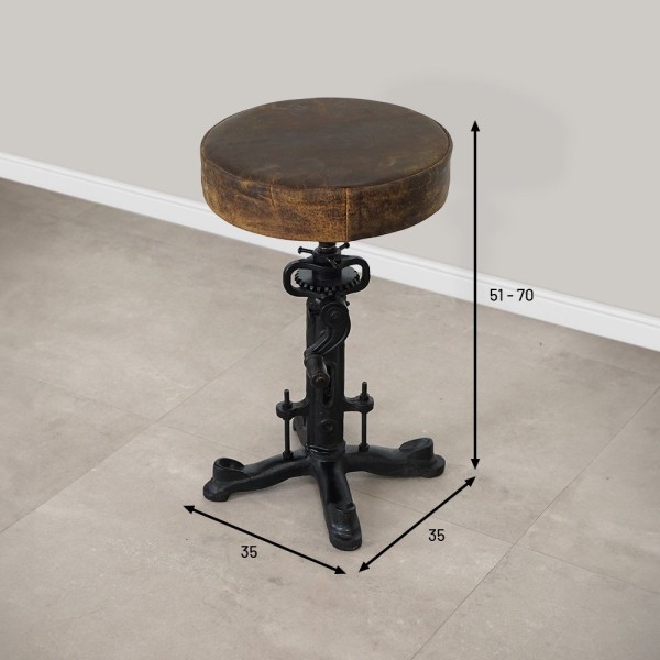 IRON LEATHER STOOL