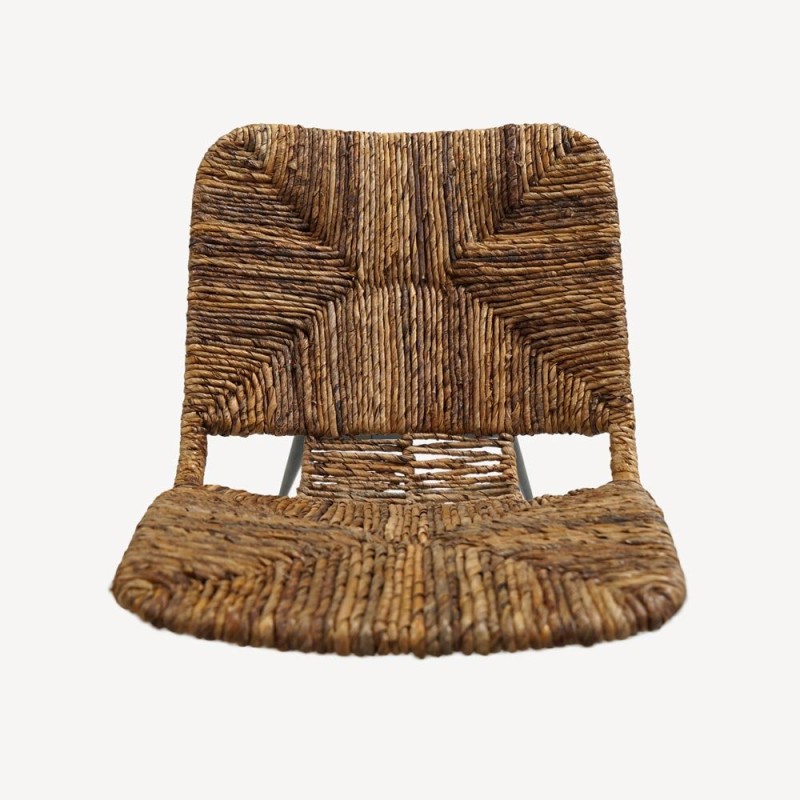 Stuhl aus natürlichem Rattan mit schwarzen Metallbeinen - Maria