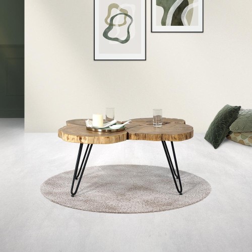 WOODEN IRON COFFEE TABLE