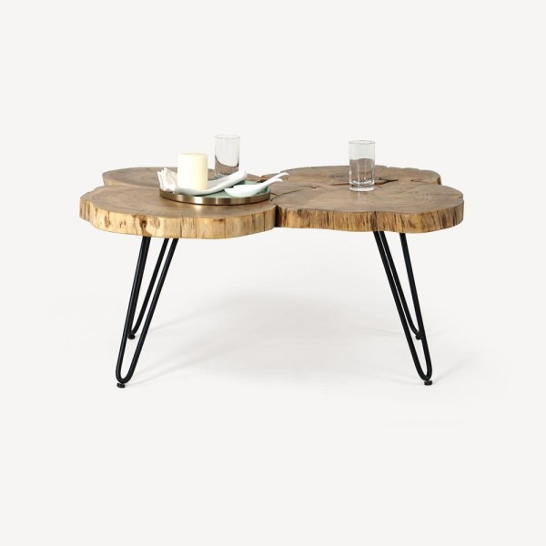 WOODEN IRON COFFEE TABLE