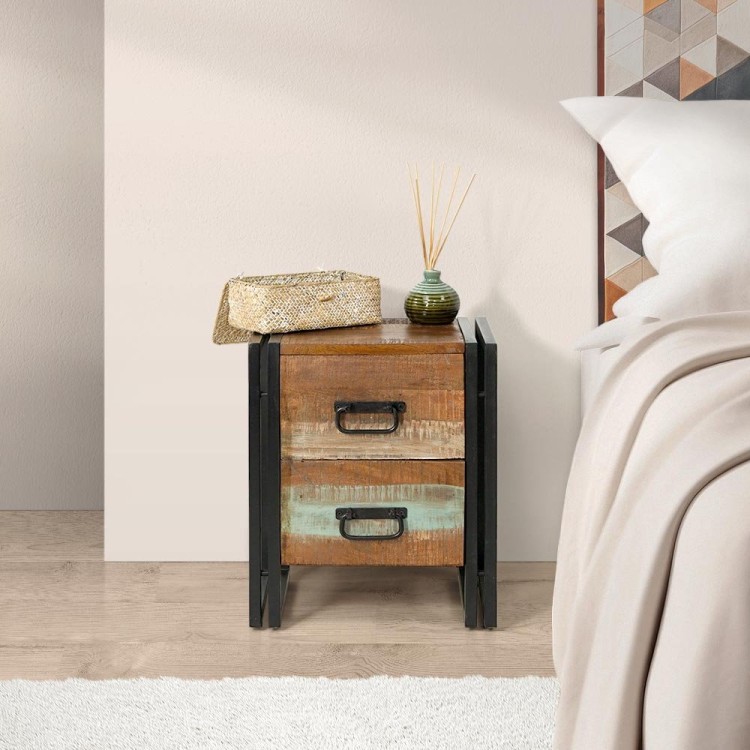 Table de chevet industrielle en bois
