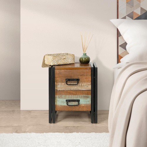 Table de chevet industrielle en bois