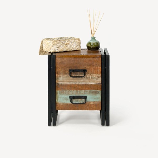 Table de chevet industrielle en bois
