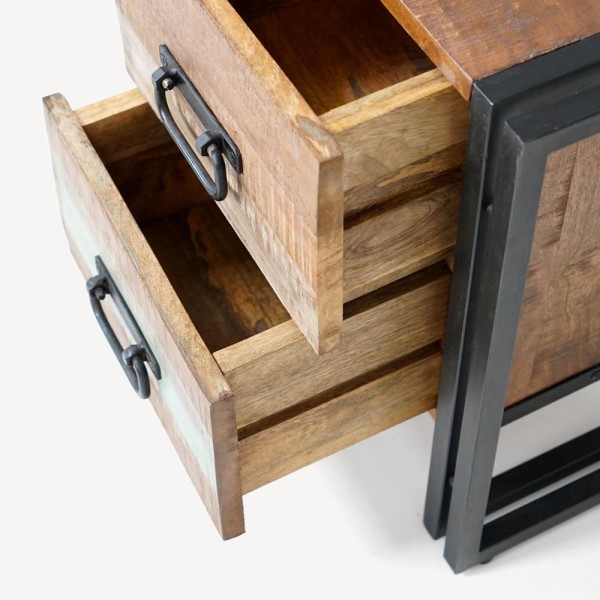 Table de chevet industrielle en bois