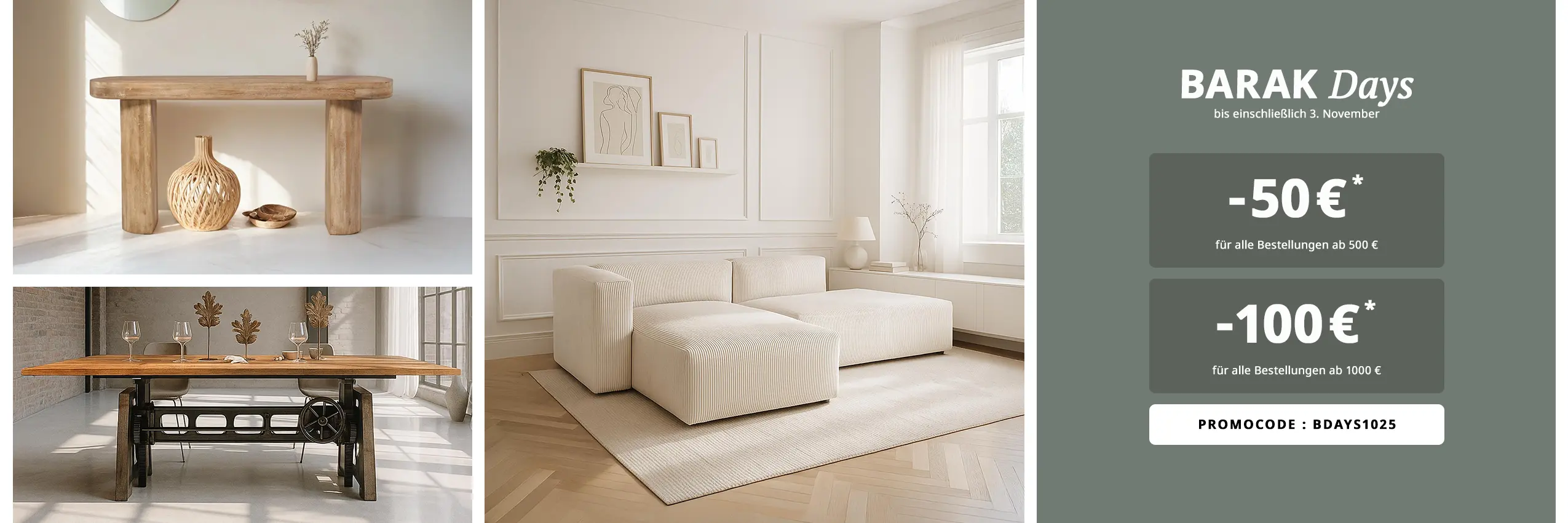 BARAK Days – Profitieren Sie von 50 € Rabatt ab 500 € Einkaufswert und 100 € Rabatt ab 1000 € Einkaufswert