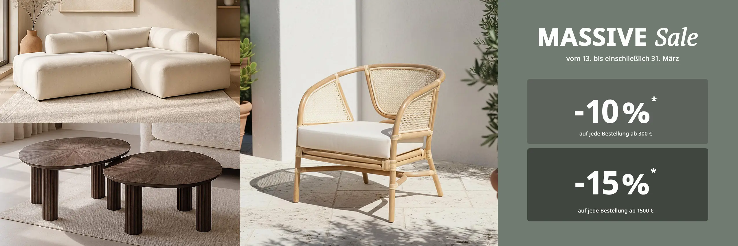 MASSIVE Sale - Profitieren Sie von bis zu -15%* Rabatt auf Ihren Warenkorb